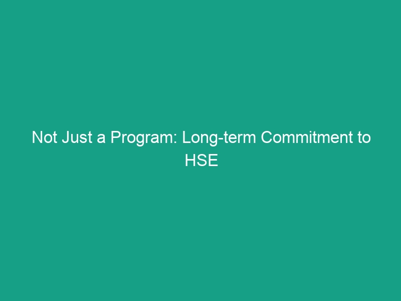 Not Just a Program: Long-term Commitment to HSE for Lasting Safety