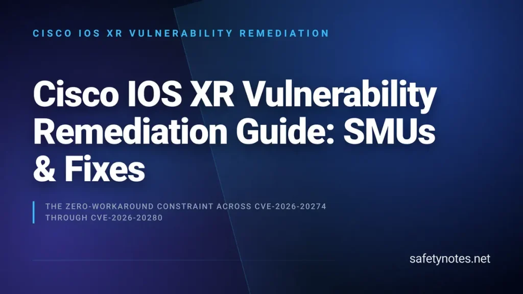 Cisco IOS XR Vulnerability Remediation Guide: SMUs & Fixes
